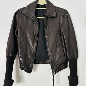 Dark brown genuine lamb skin Jacket